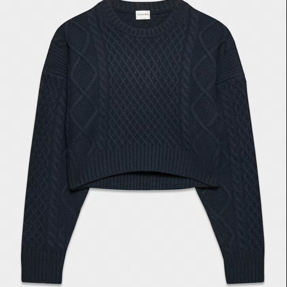 Aritzia Sundays Best Peggy Navy Cropped Sweater